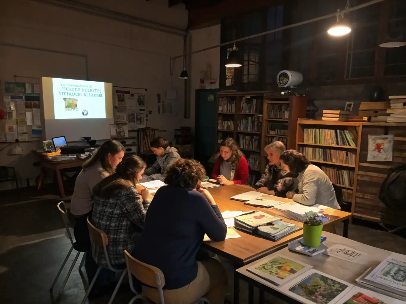 Photograph of educators participating in a hands-on workshop with a facilitator at the front, illustrating the library's commitment to professional development and pedagogical innovation.